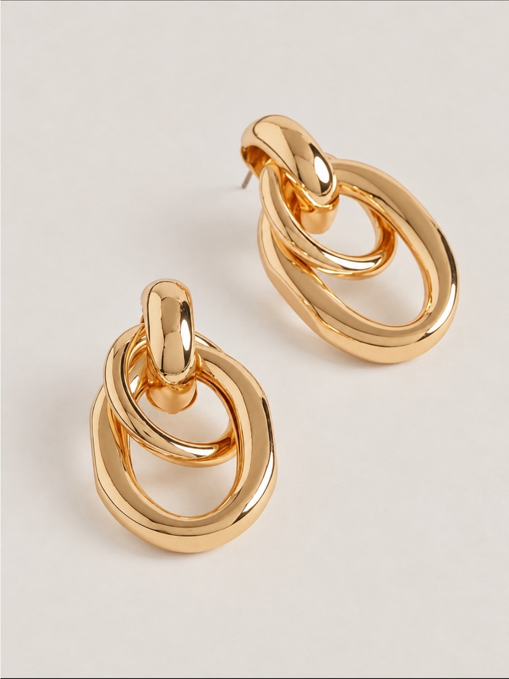 New! 14K Gold Plated Goldie Door Knocker Earrings (3040) NWOT